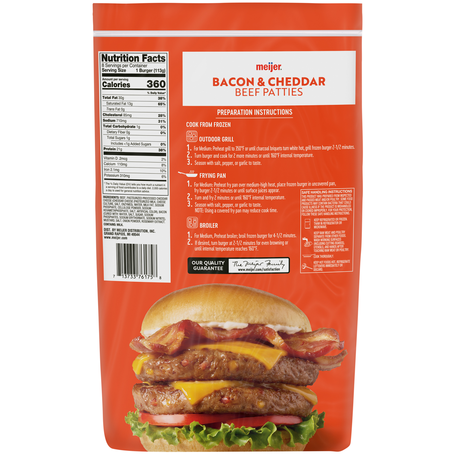 slide 2 of 2, Meijer Bacon & Cheddar Beef Patties, 32 oz, 32 oz
