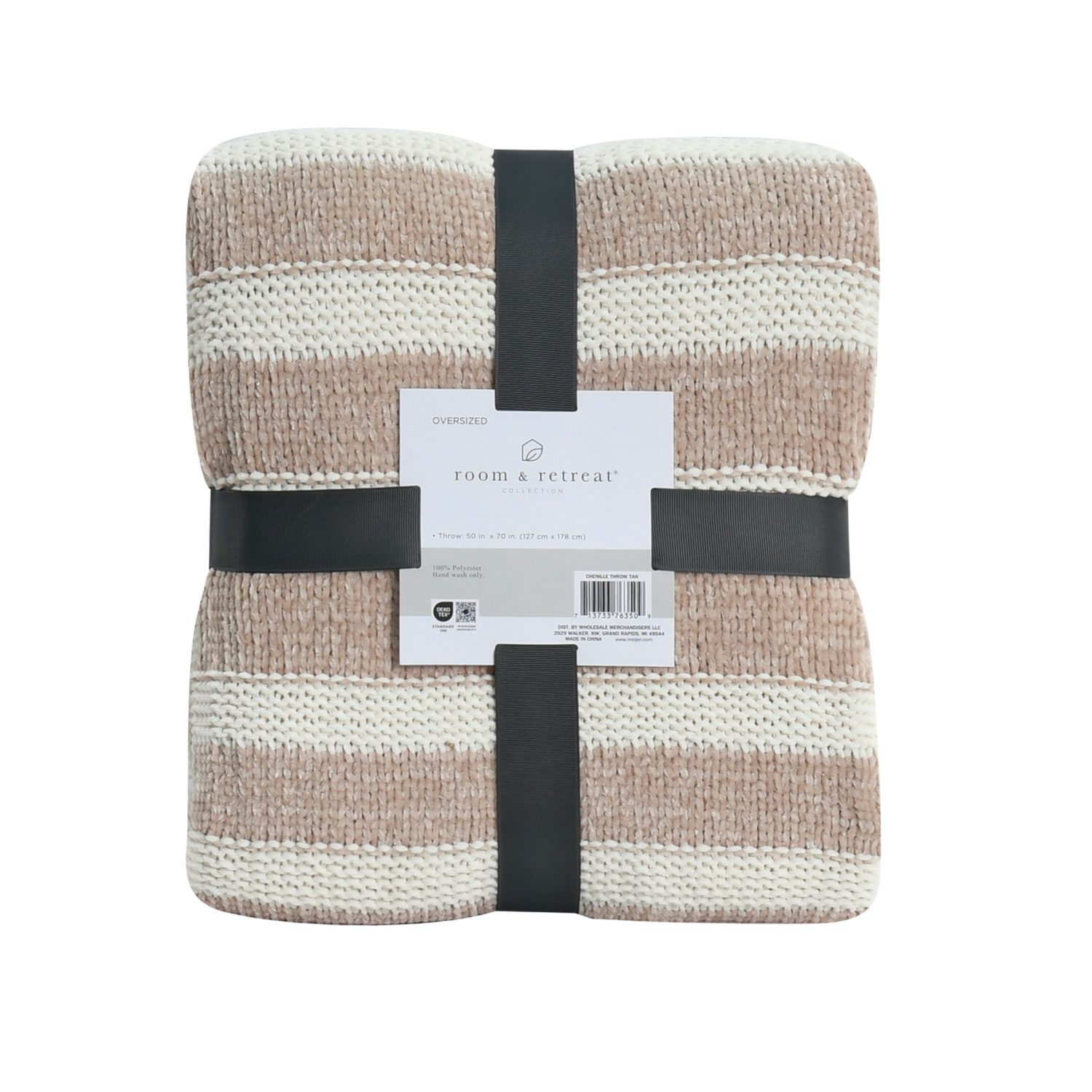 slide 2 of 3, Room & Retreat Chenille Stripe Throw 50 in x 70 in, 1 ct