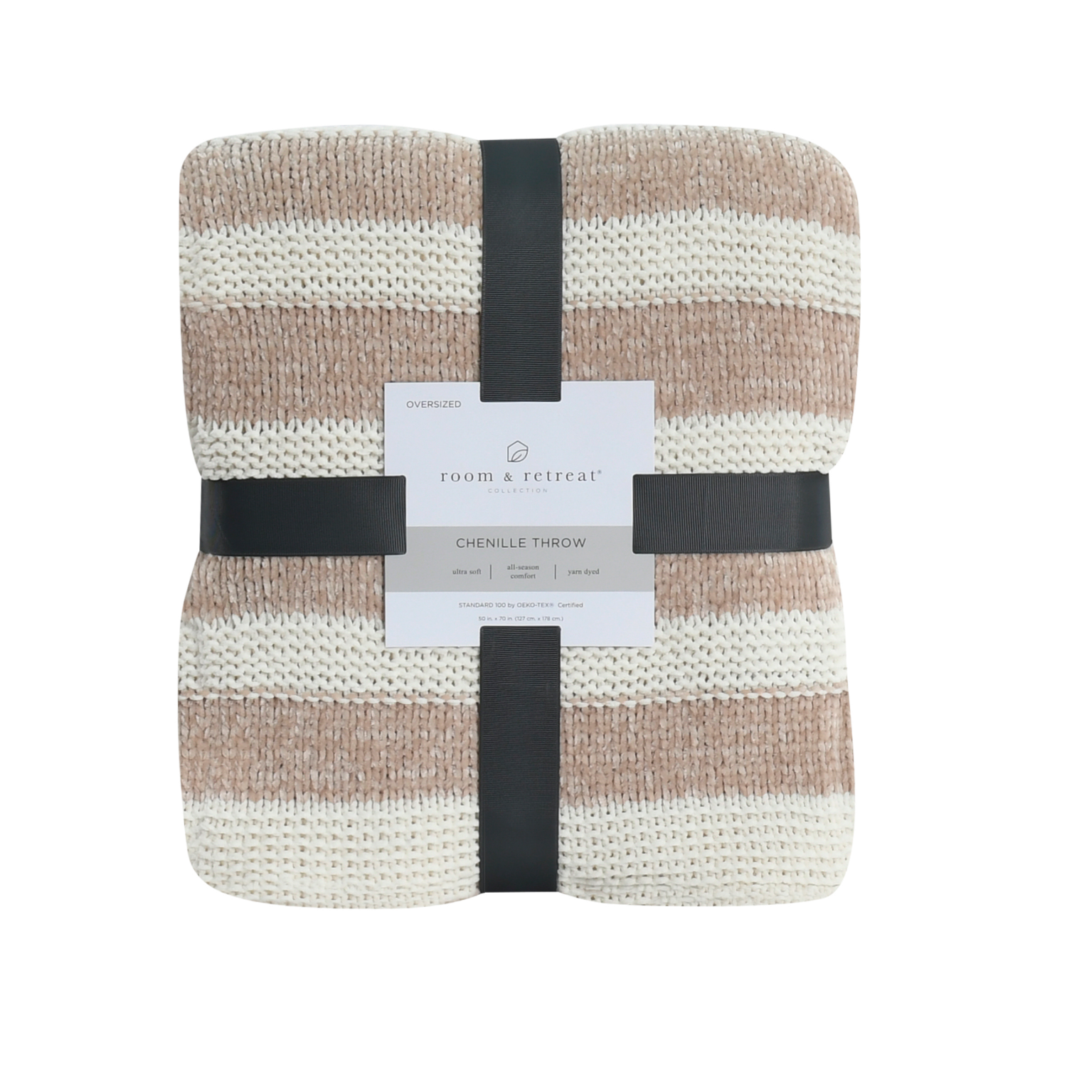 slide 1 of 3, Room & Retreat Chenille Stripe Throw 50 in x 70 in, 1 ct