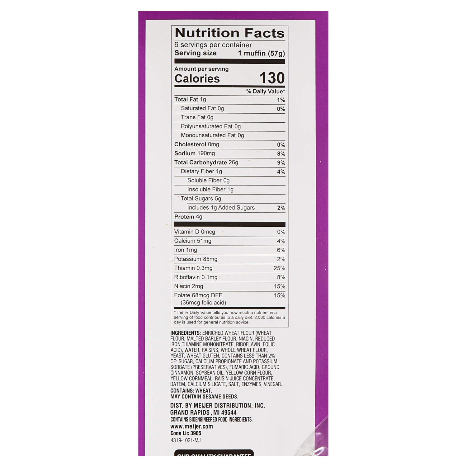 slide 2 of 4, Meijer Cinnamon Raisin English Muffins, 6 ct