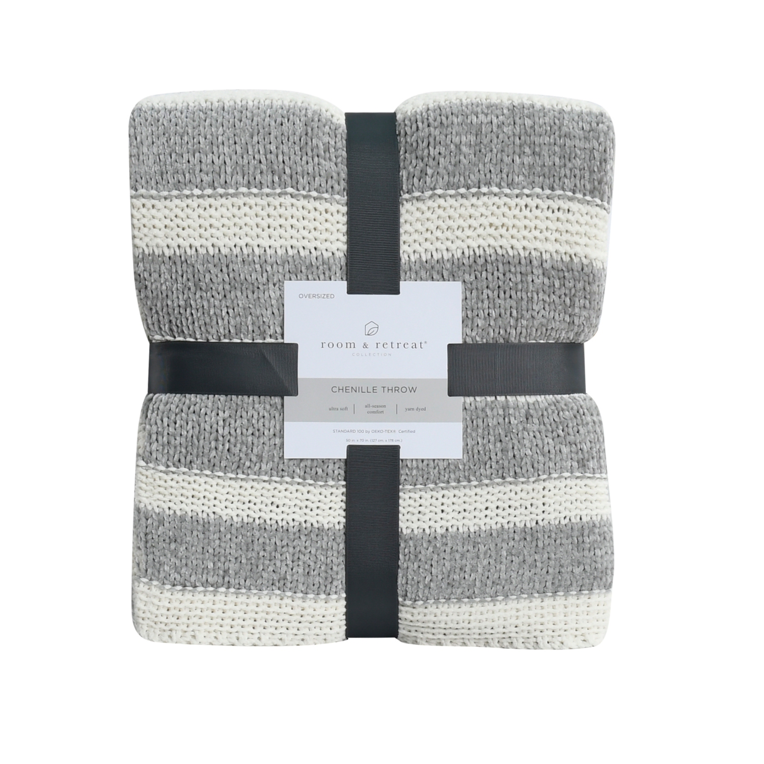 slide 1 of 3, Room & Retreat Chenille Stripe Throw 50 in x 70 in, 1 ct