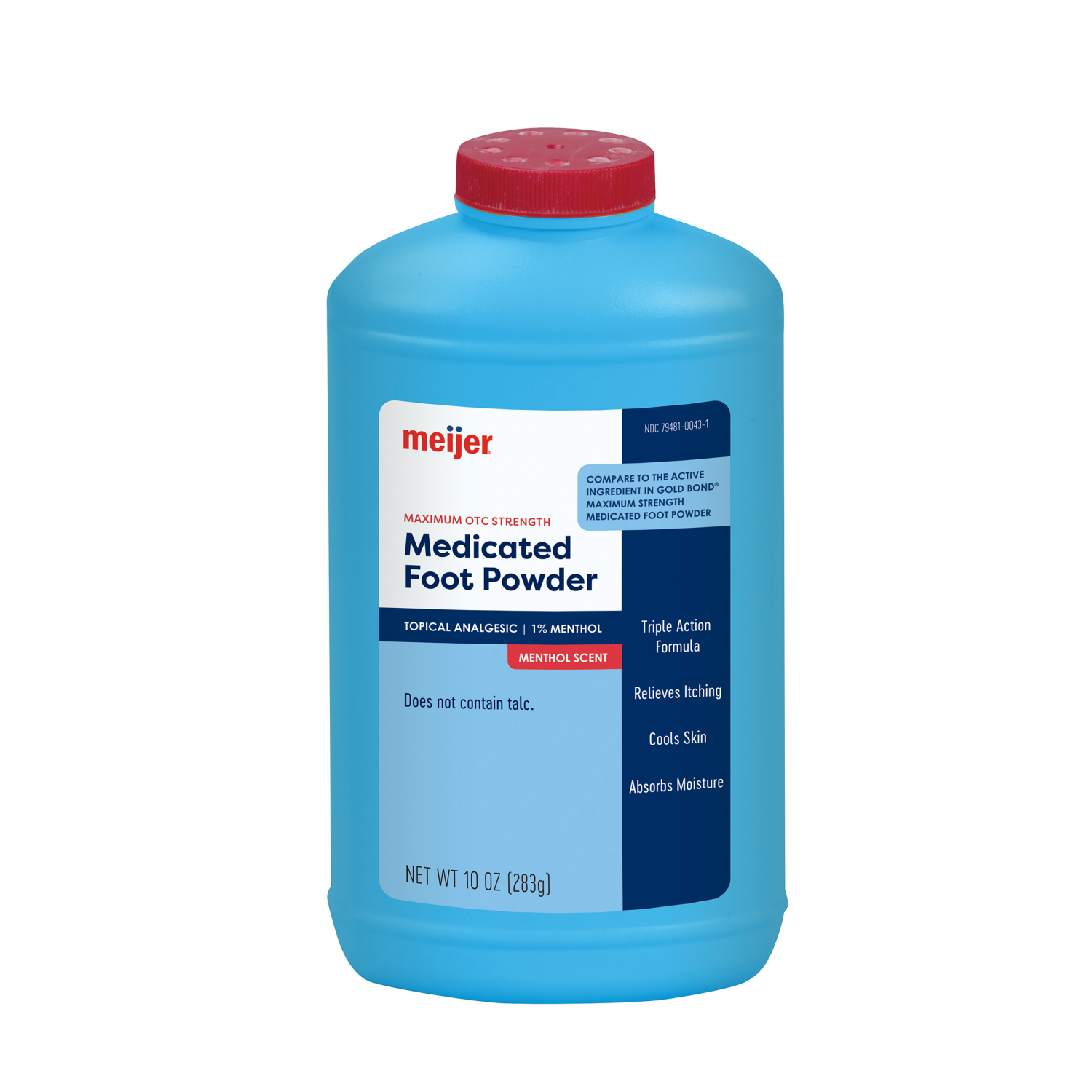 slide 1 of 2, Meijer Medicated Foot Powder With Cornstarch, 10 oz, 10 oz