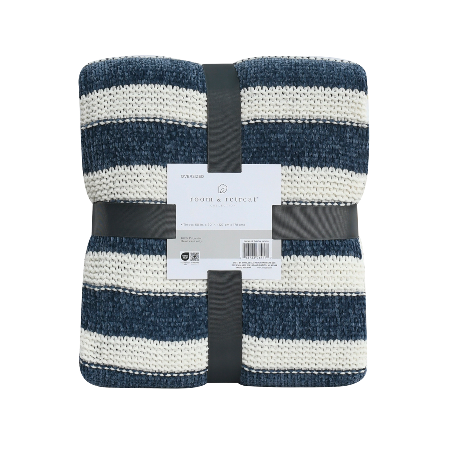 slide 2 of 3, Room & Retreat Chenille Stripe Throw 50 in x 70 in, 1 ct