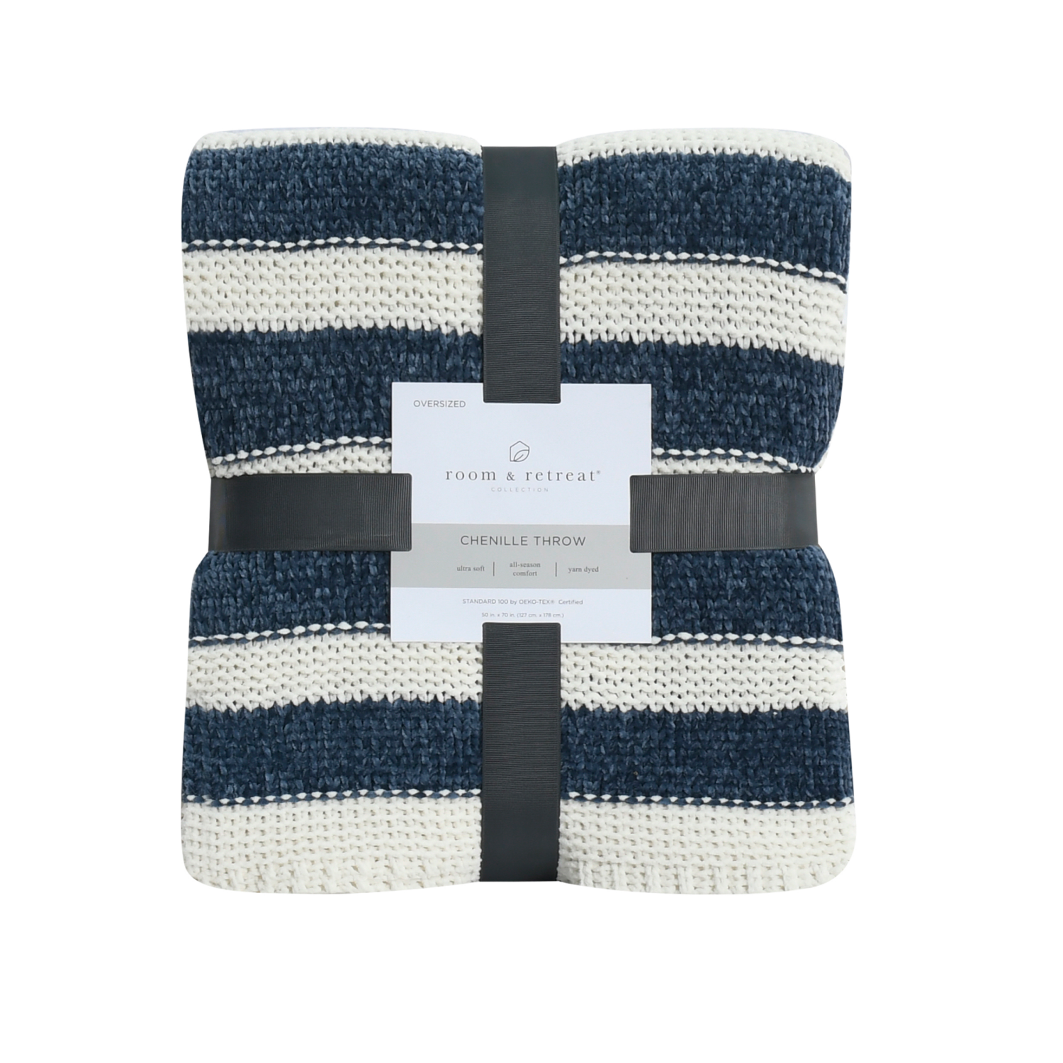 slide 1 of 3, Room & Retreat Chenille Stripe Throw 50 in x 70 in, 1 ct