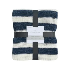 Room & Retreat Chenille Stripe Throw 50 In X 70 In
