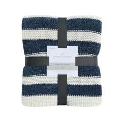 Room & Retreat Chenille Stripe Throw 50 In X 70 In