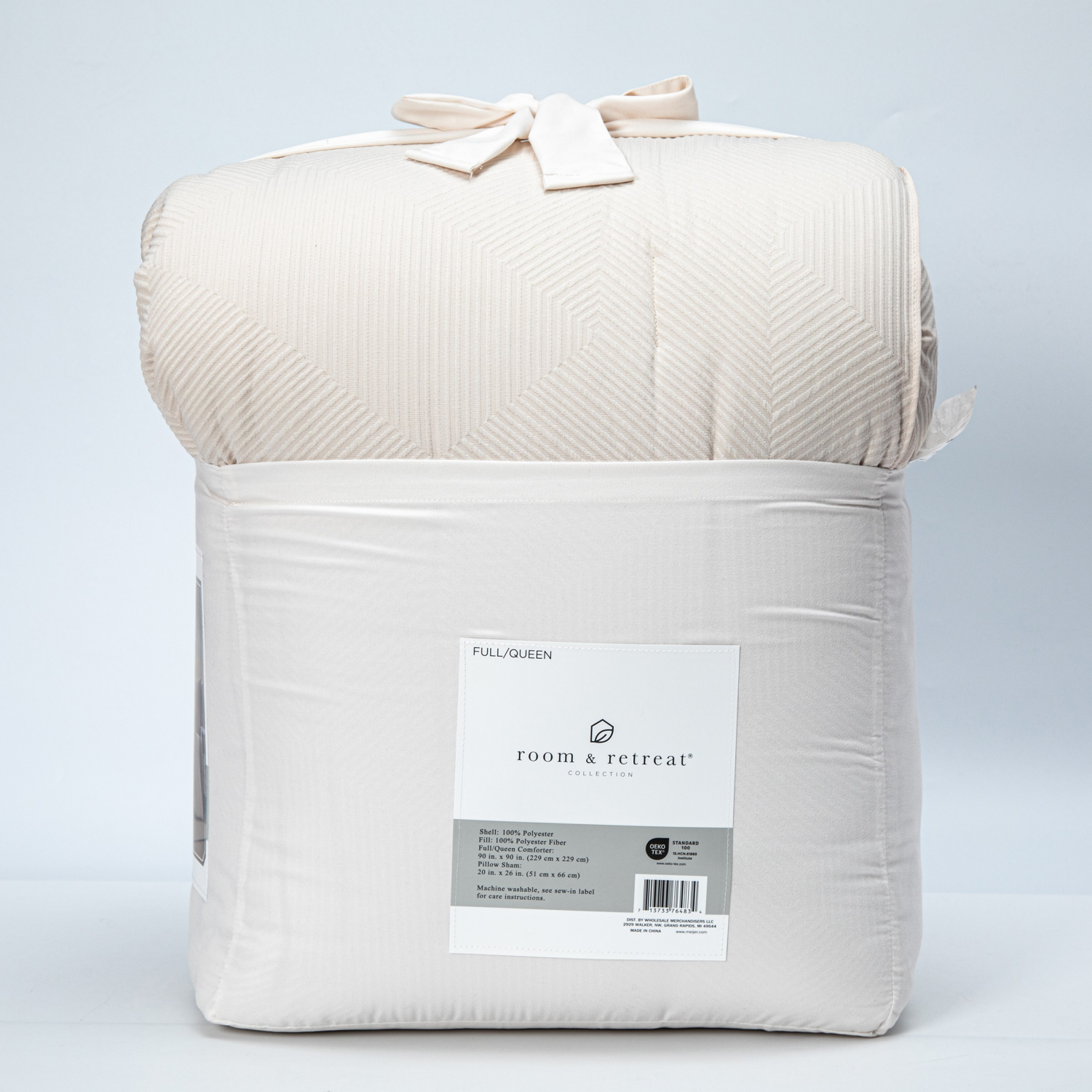 slide 4 of 4, Room & Retreat Cream Jacquard 3piece Comforter Set Full/Queen, 3 ct