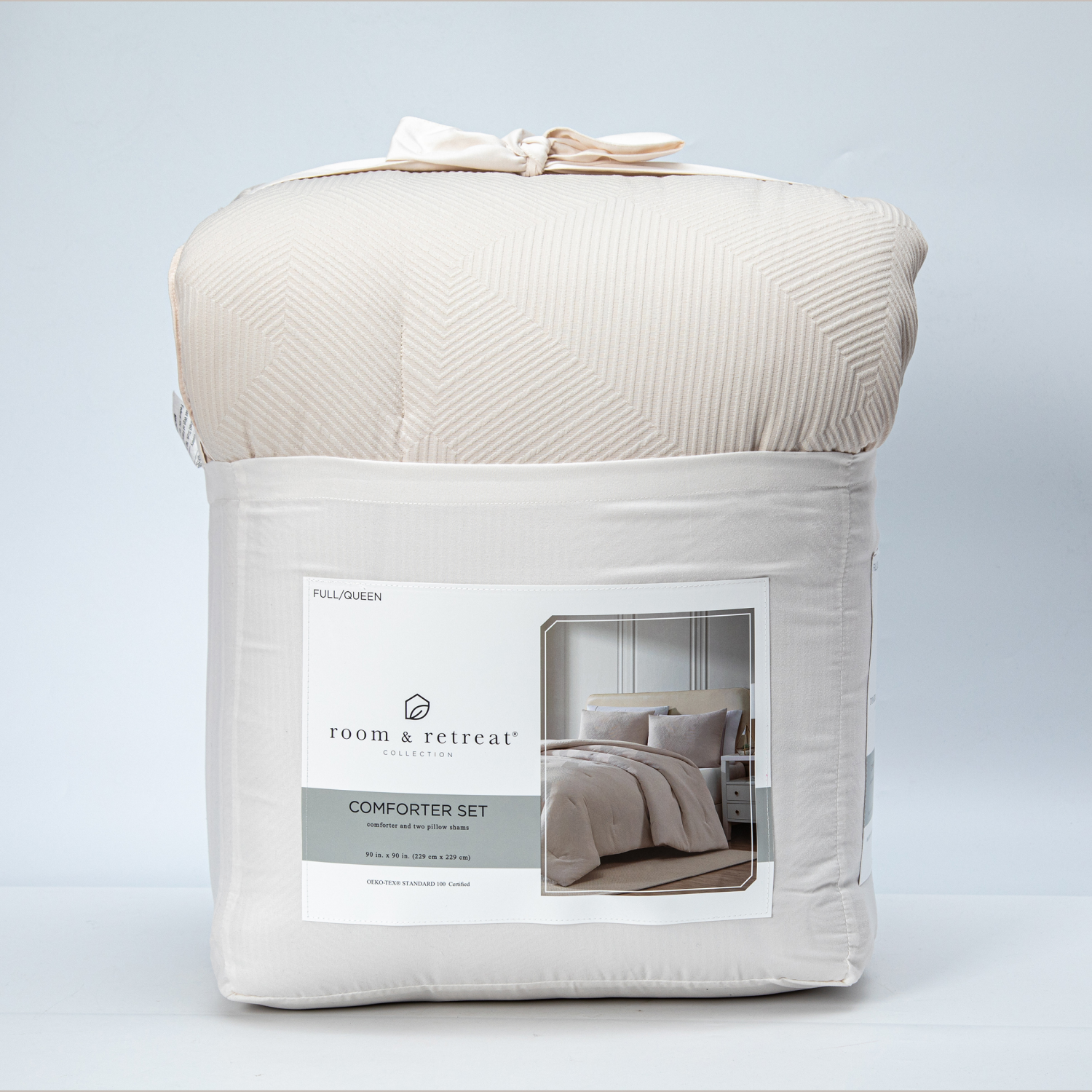 slide 1 of 3, Room & Retreat Cream Jacquard 3piece Comforter Set Full/Queen, 3 ct