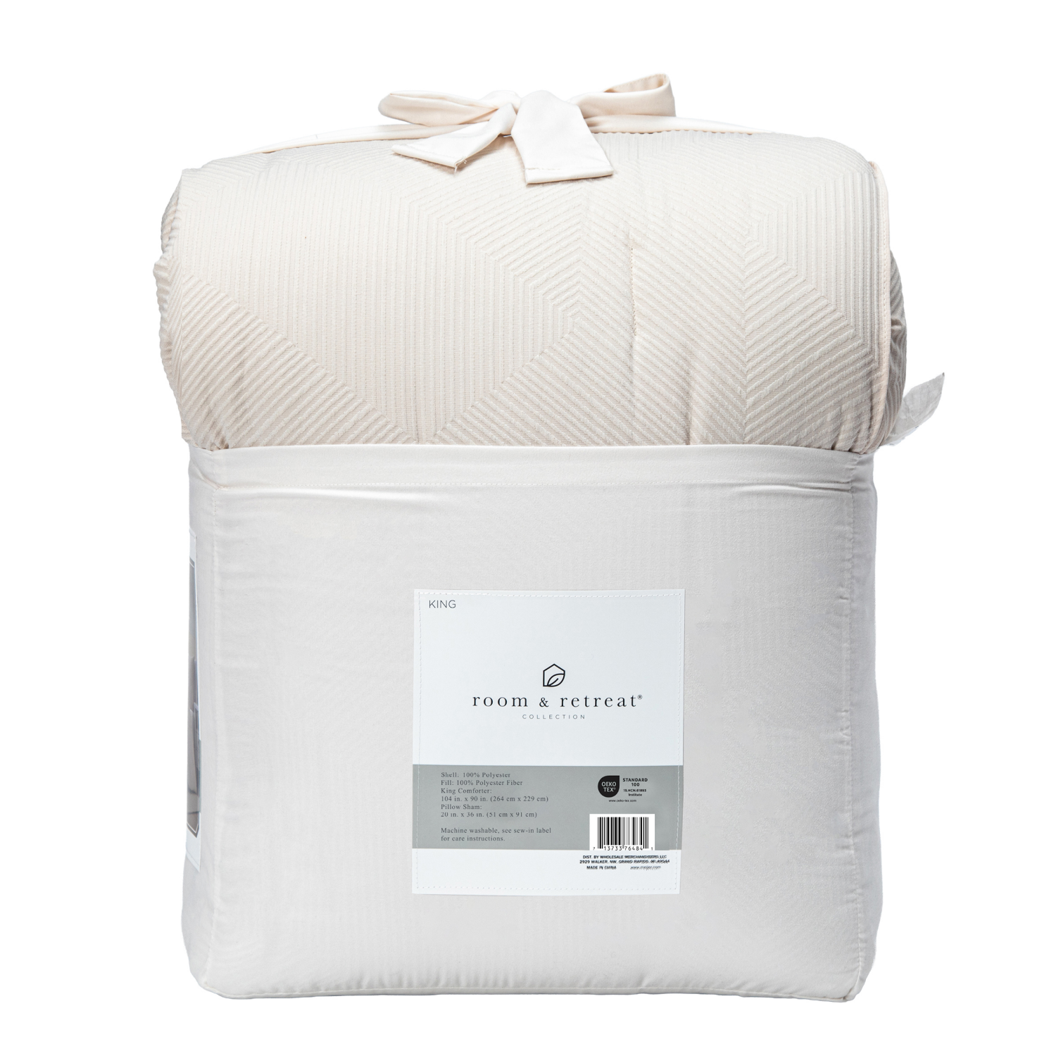 slide 2 of 5, Room & Retreat Cream Jacquard 3piece Comforter Set King, 3 ct