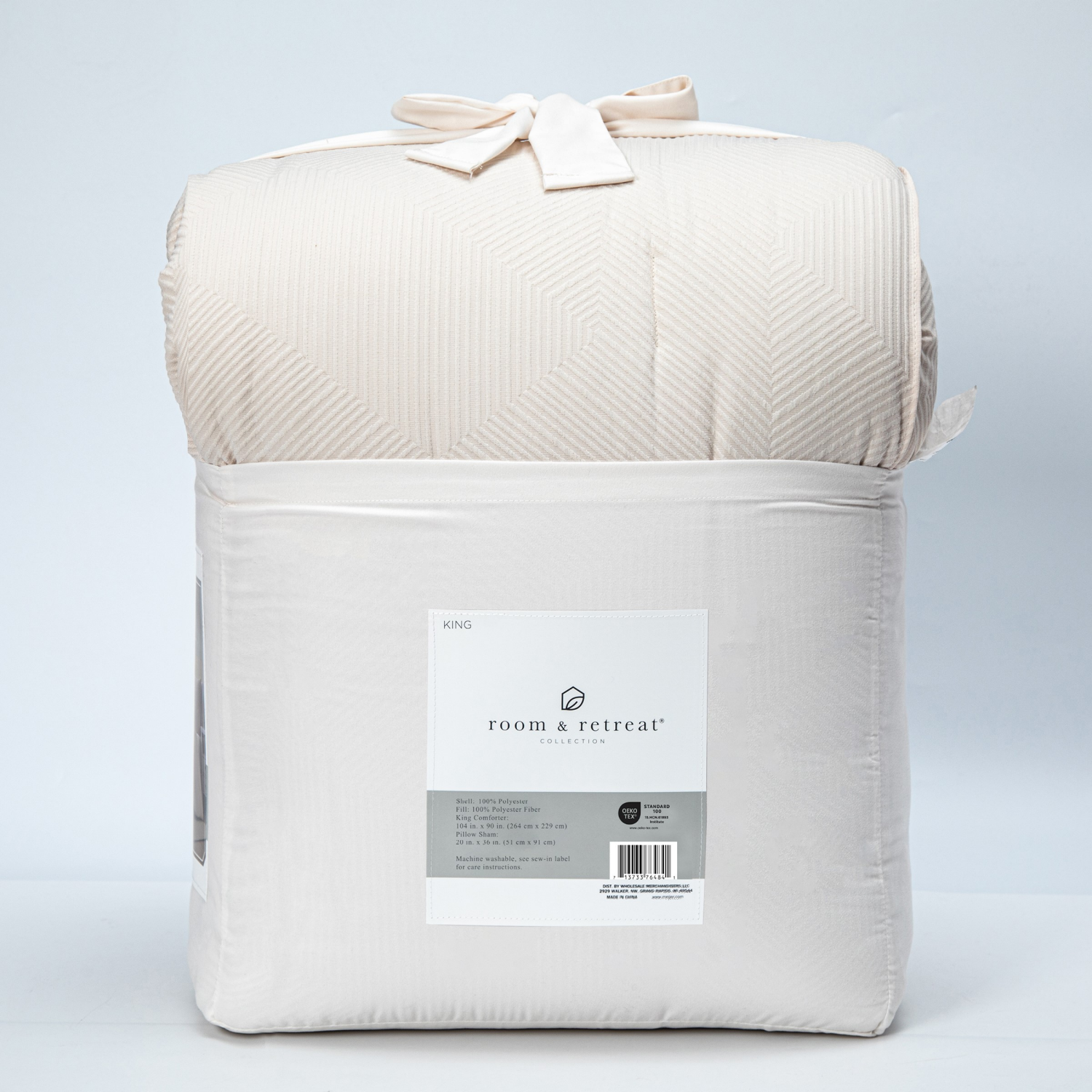 slide 4 of 4, Room & Retreat Cream Jacquard 3piece Comforter Set King, 3 ct