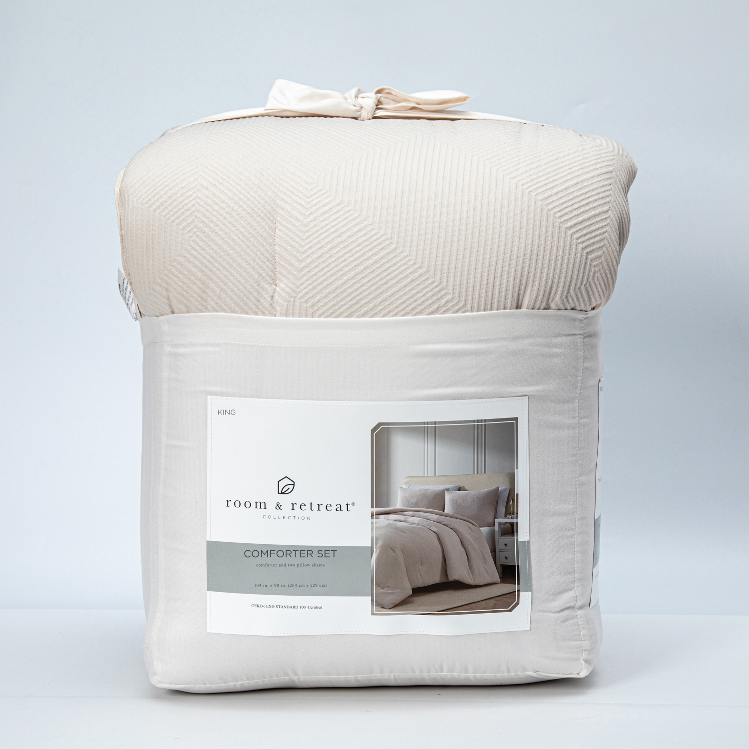 slide 1 of 3, Room & Retreat Cream Jacquard 3piece Comforter Set King, 3 ct