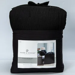 Room & Retreat Black Crinkle 3piece Comforter Set King