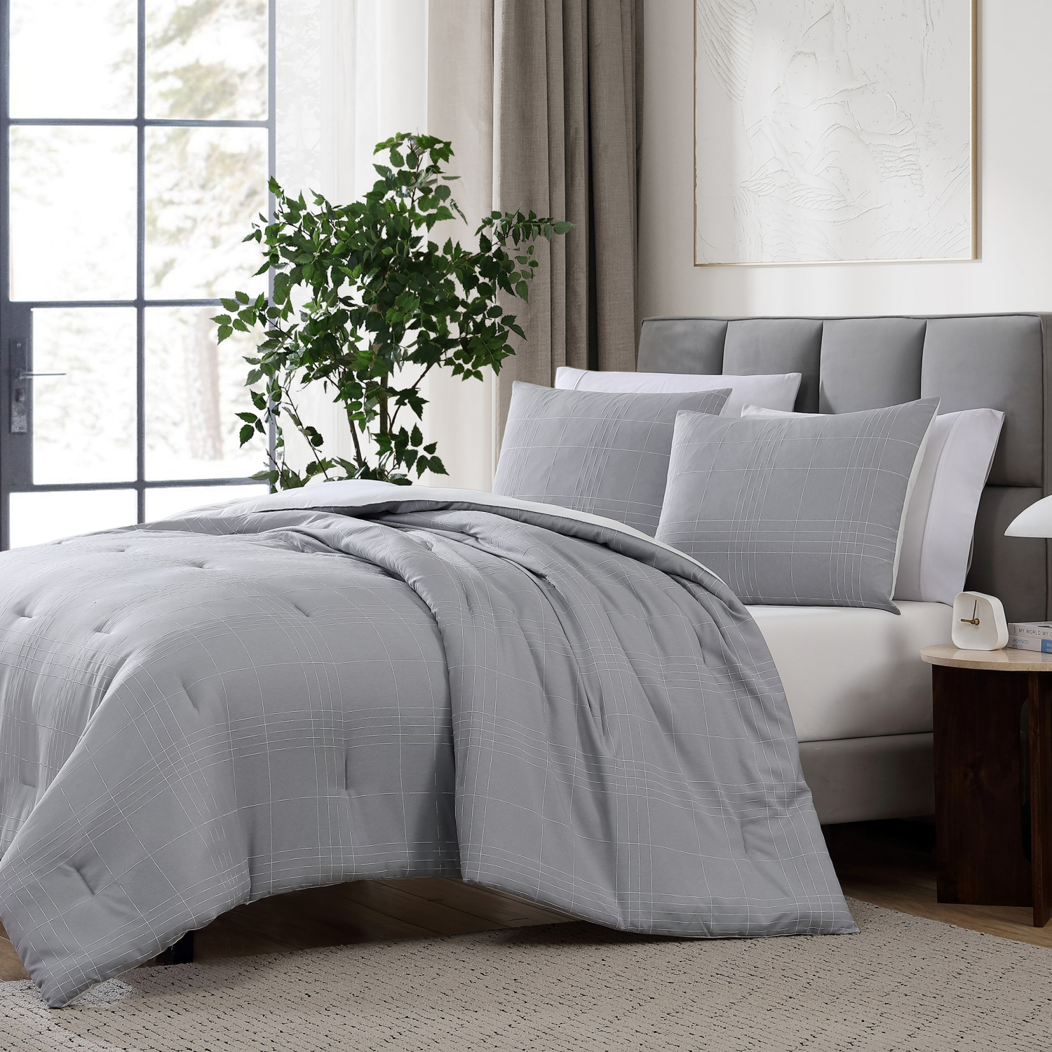 slide 2 of 4, Room & Retreat White Stitches 3piece Comforter Set Full/Queen, 3 ct