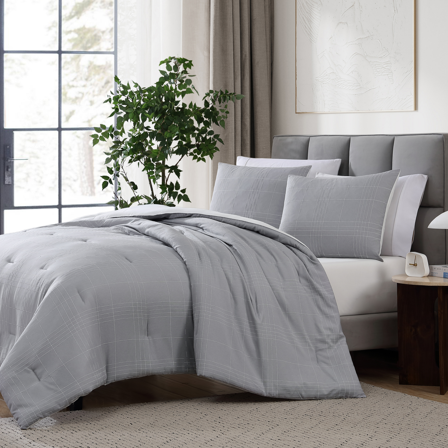 slide 2 of 3, Room & Retreat White Stitches 3piece Comforter Set Full/Queen, 3 ct