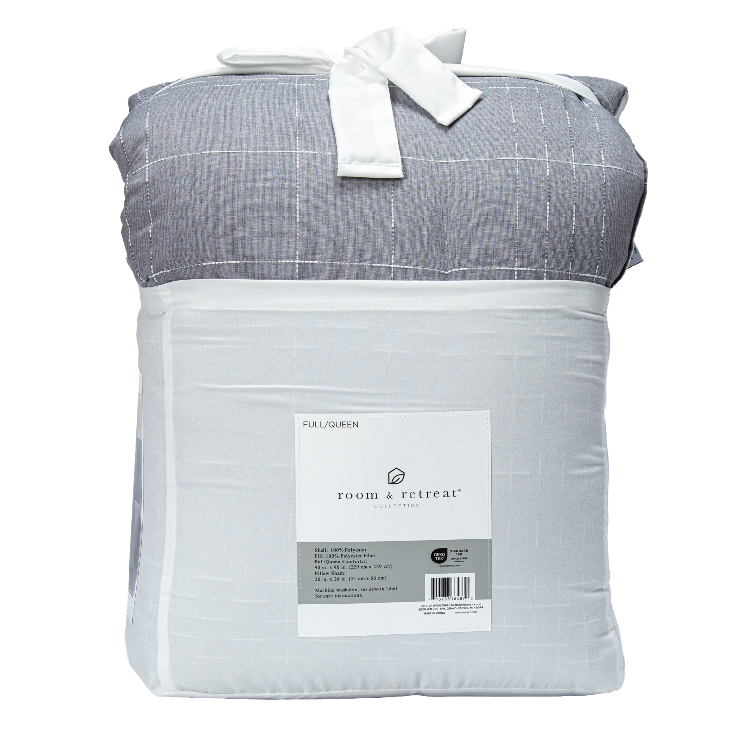 slide 2 of 5, Room & Retreat White Stitches 3piece Comforter Set Full/Queen, 3 ct