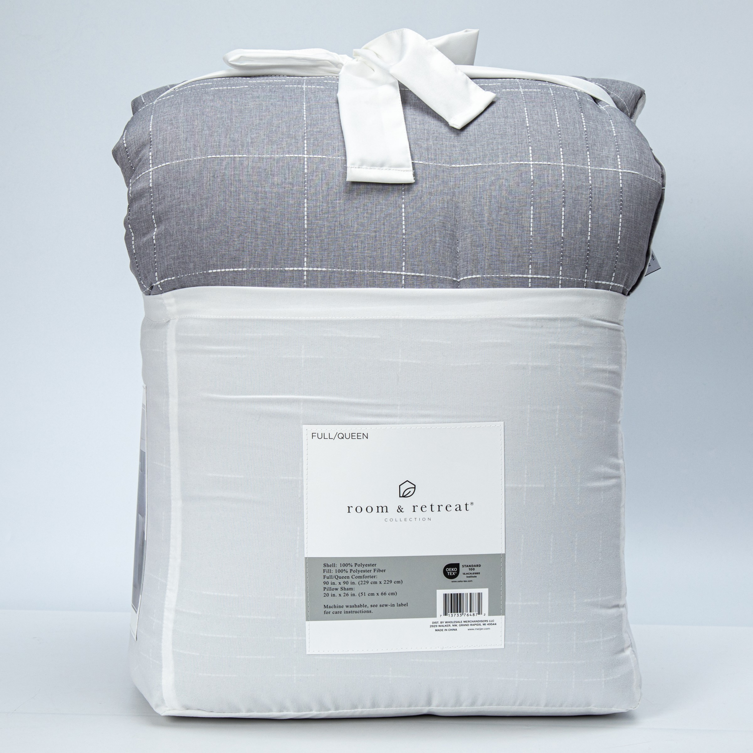 slide 4 of 4, Room & Retreat White Stitches 3piece Comforter Set Full/Queen, 3 ct