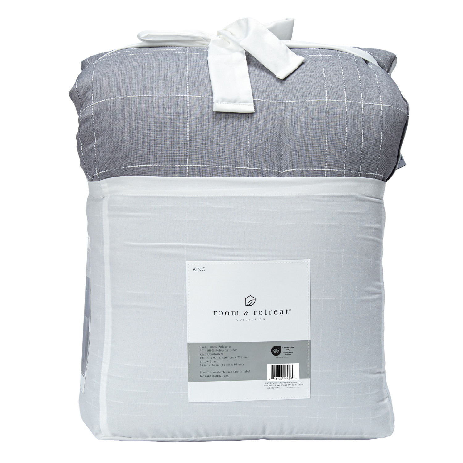 slide 5 of 5, Room & Retreat White Stitches 3piece Comforter Set King, 3 ct