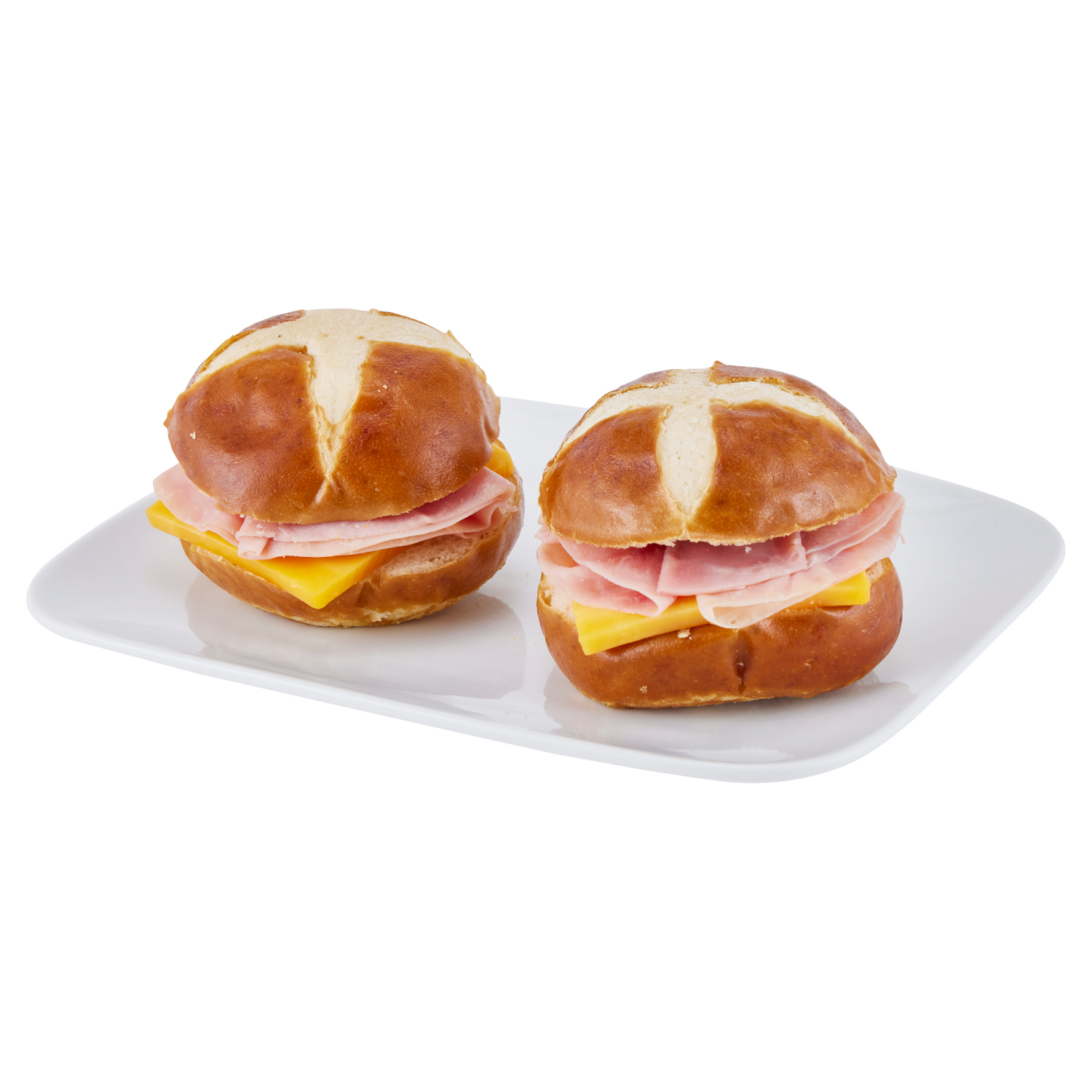 slide 2 of 2, Crafted Market by Meijer Honey Ham & Cheddar Pretzel Roll Sliders, 6.1 oz., 6 oz