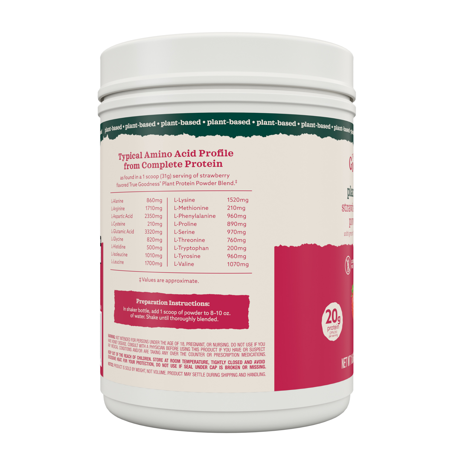 slide 3 of 4, TRUE GOODNESS PLANT PRO PWD STRAW 18.6OZ, 18.6 oz