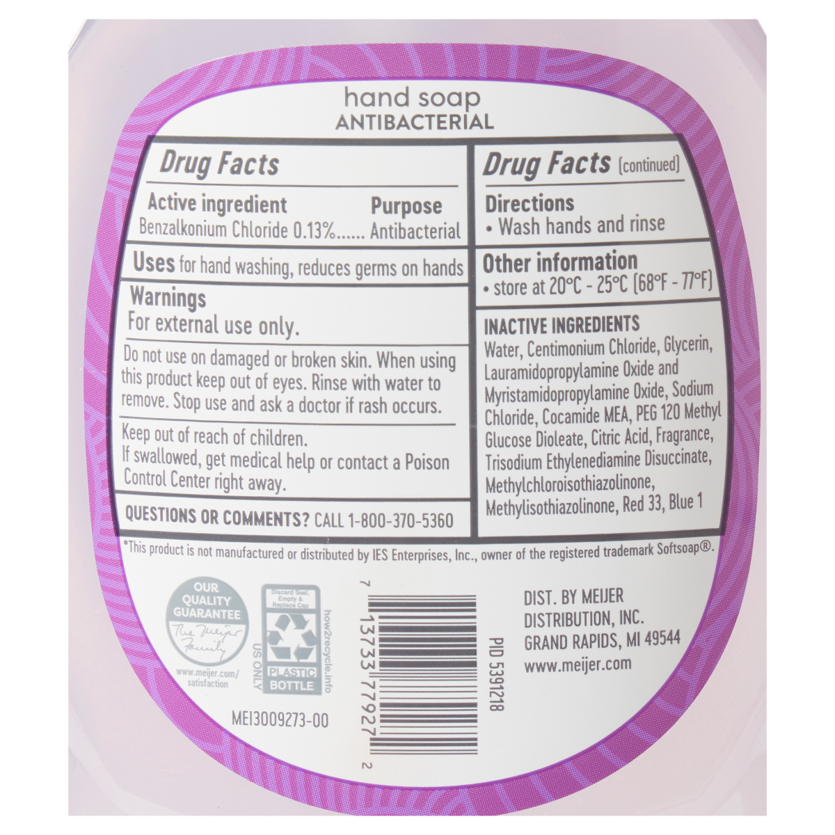 slide 3 of 3, Meijer Liquid Hand Soap Antibacterial, White Tea & Berry, 7.5 oz, 7.5 oz