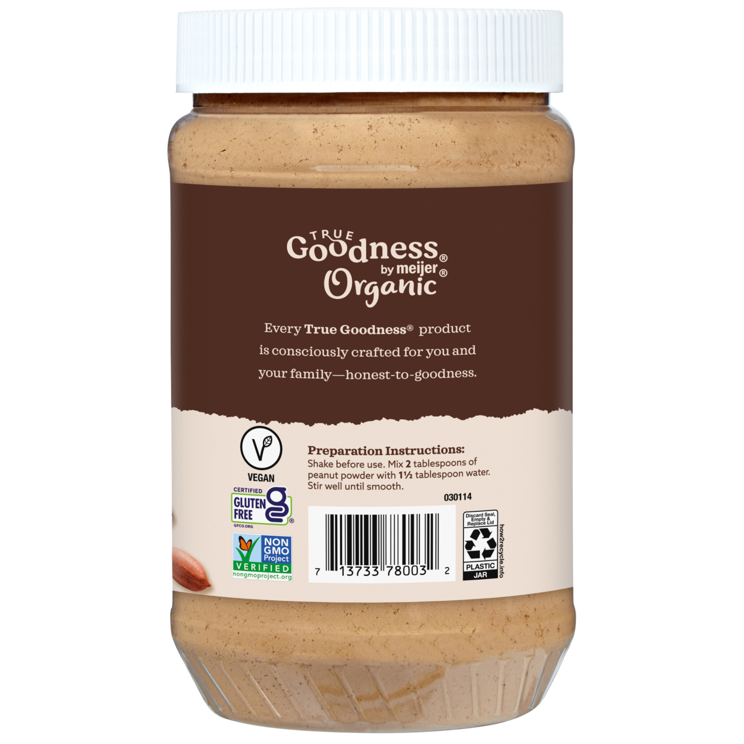 slide 3 of 3, TRUE GOODNESS ORGANIC POWDERED PEANUT BUTTER COCOA 16 OZ, 16 oz