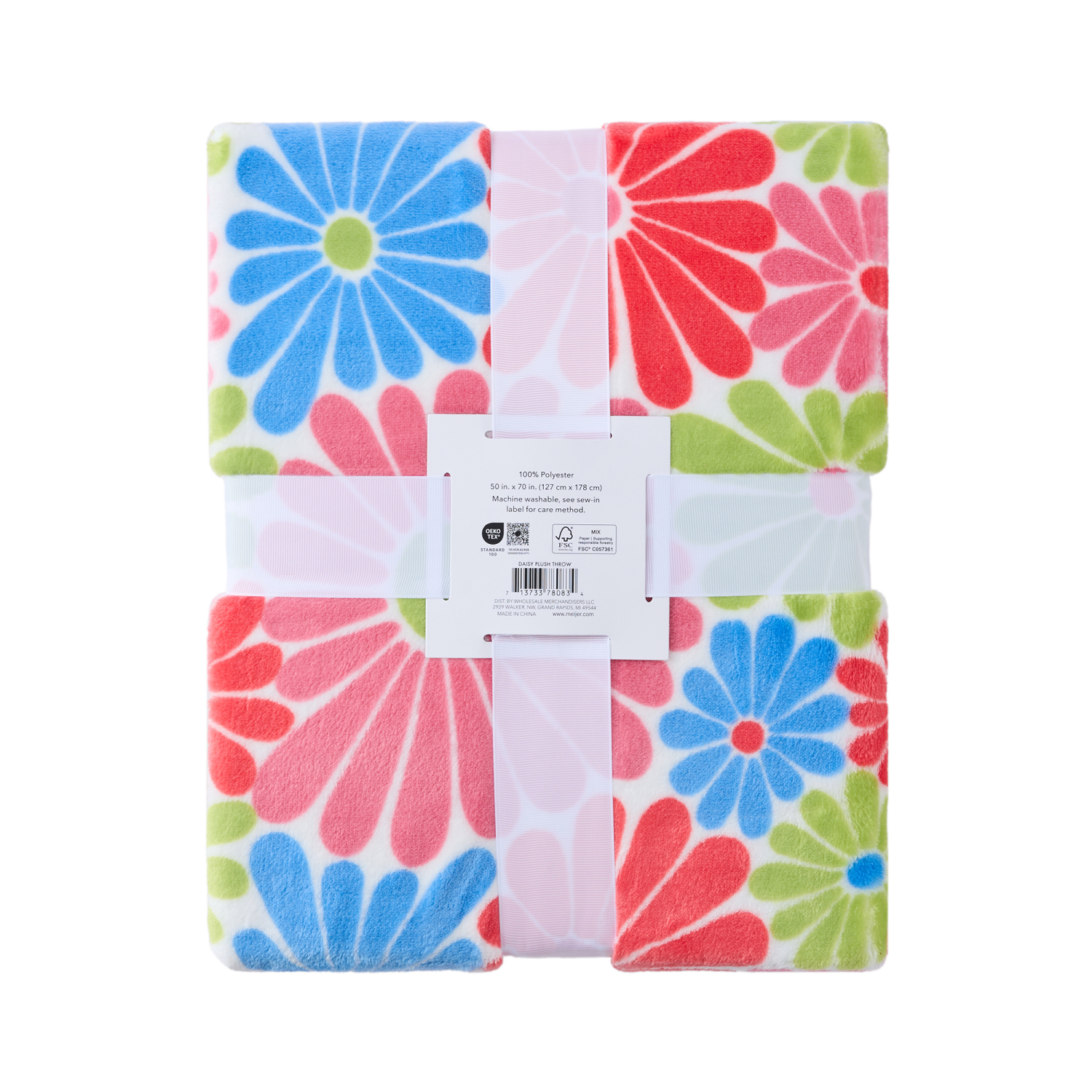 slide 5 of 6, Meijer Corporate Seasonal Daisy Plush Throw, 50 in x 70 in, 50 inx70 in