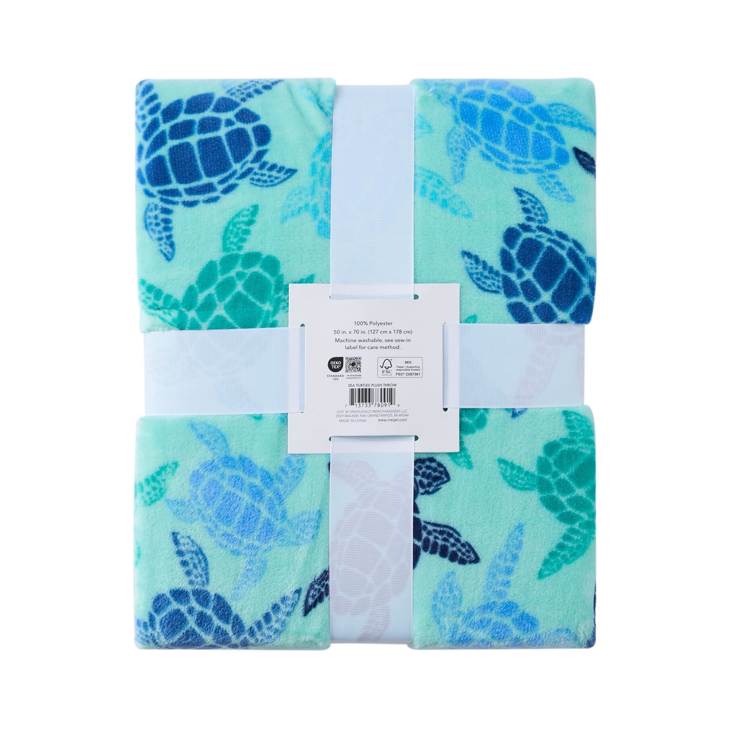 slide 5 of 6, Meijer Corporate Seasonal Sea Turtles Plush Throw, 50 in x 70 in, 50 inx70 in