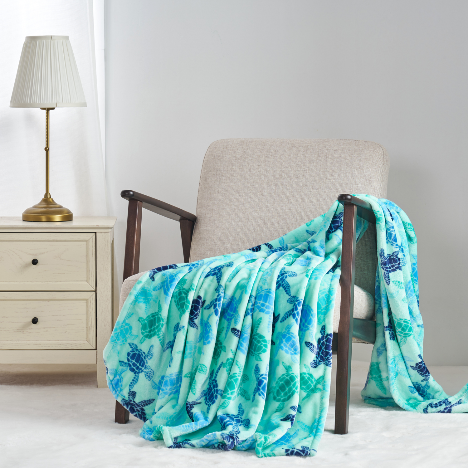 slide 4 of 6, Meijer Corporate Seasonal Sea Turtles Plush Throw, 50 in x 70 in, 50 inx70 in