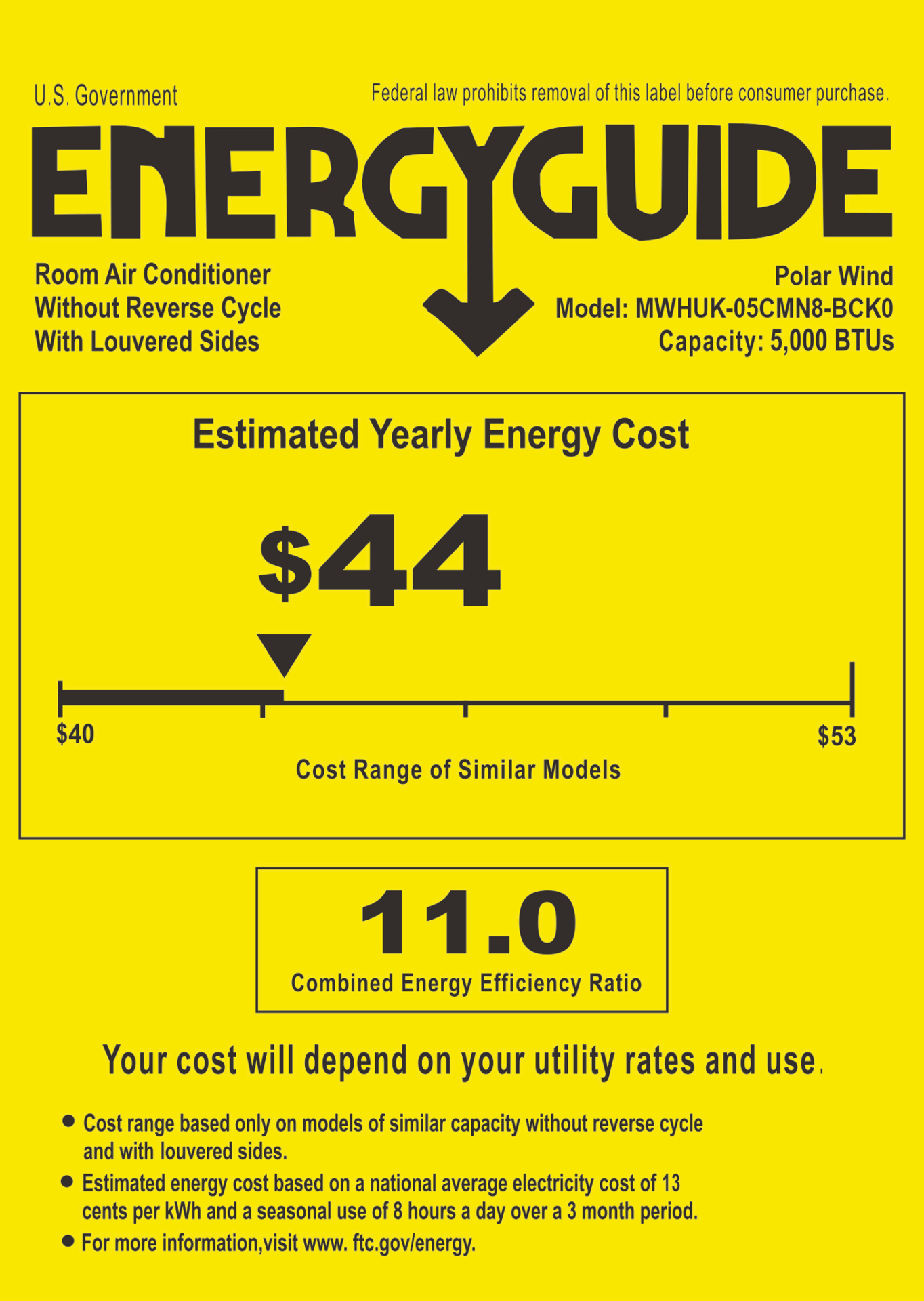 slide 2 of 3, Polar Wind 5,000 BTU Window Air Conditioner, 23-36 in, 1 ct