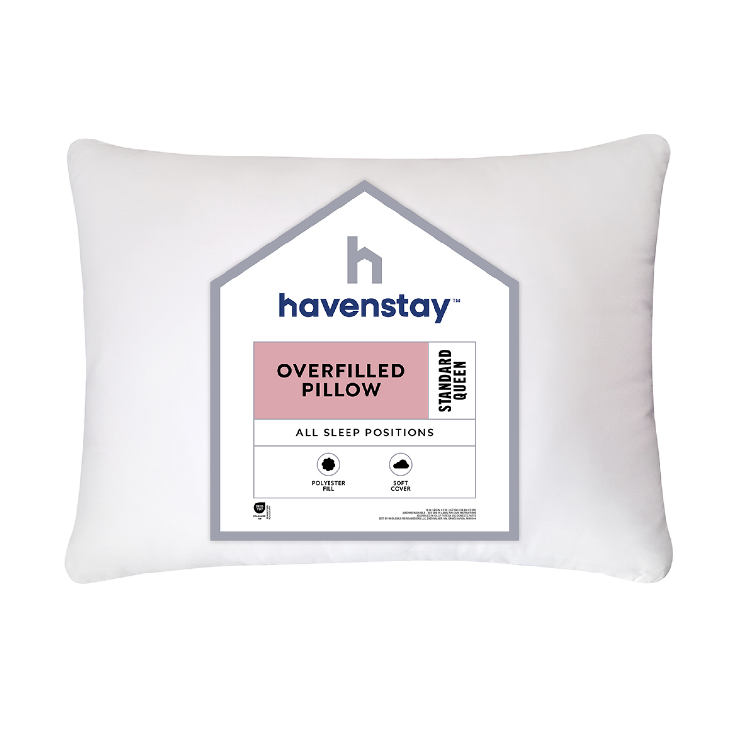 slide 1 of 4, Havenstay Overfilled Bed Pillow Standard/Queen, 20 x 28 