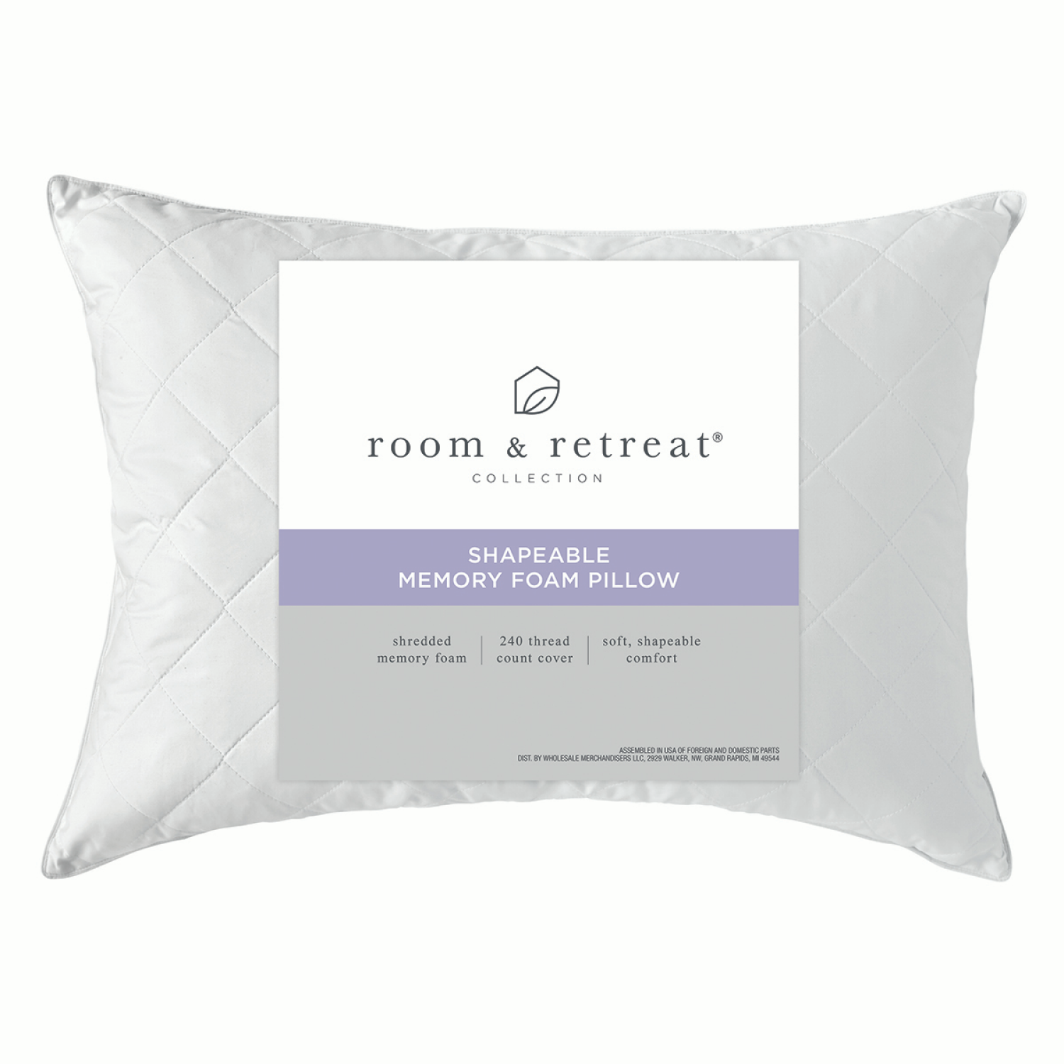 slide 1 of 2, ROOM & RETREAT SHAPEABLE MEMORY FOAM PILLOW STANDARD/QUEEN, s/q