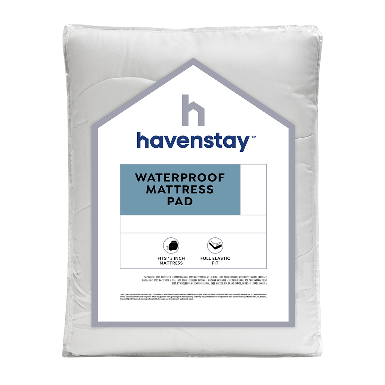 slide 1 of 2, Havenstay Waterproof Mattress Pad Full, Full Size