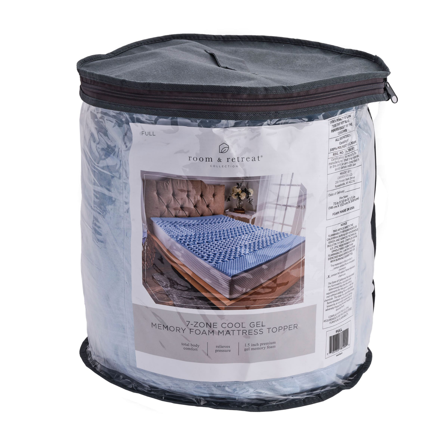 slide 1 of 7, Room & Retreat Cool Gel Memory Foam Topper Full, Full Size