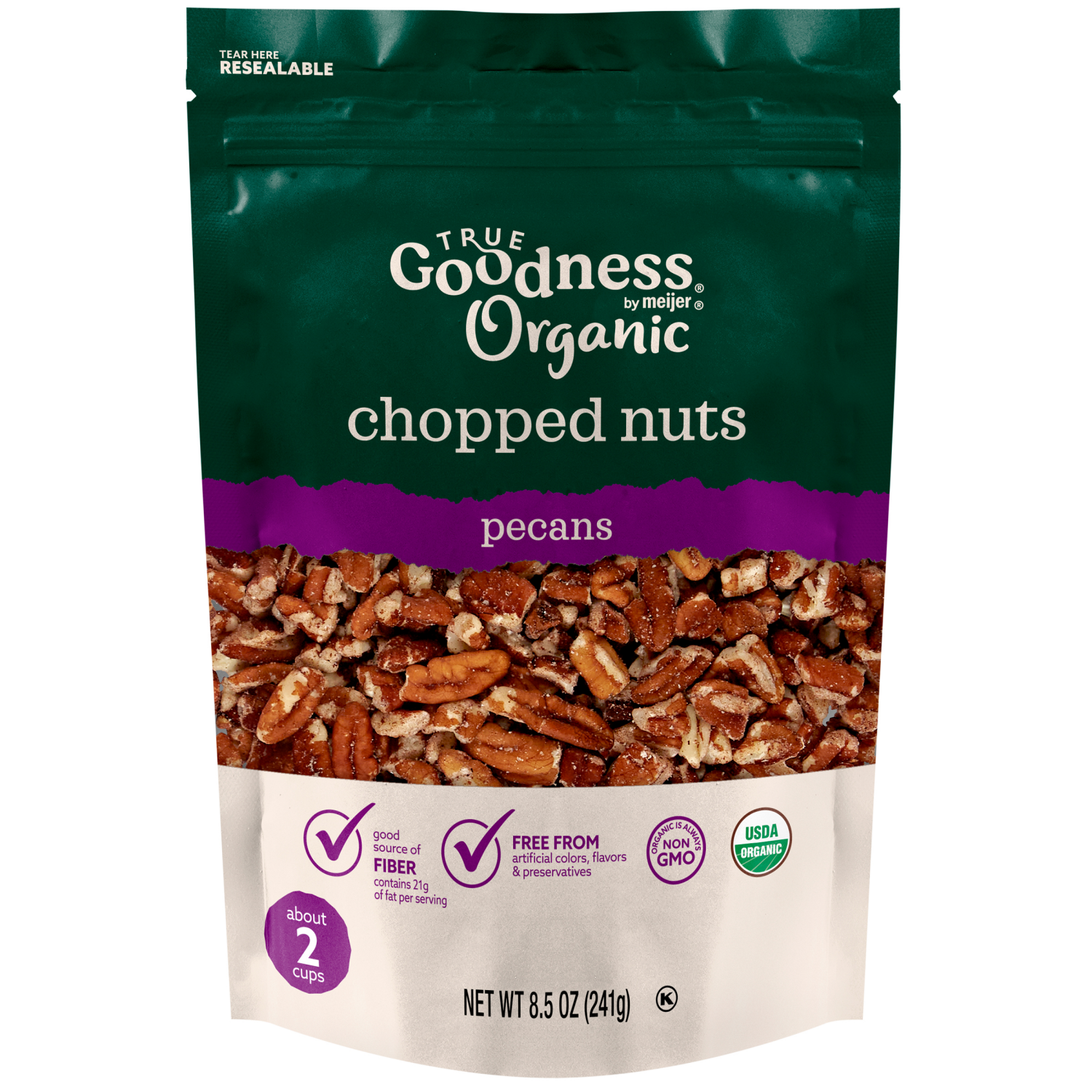 slide 1 of 2, TRUE GOODNESS ORGANIC PECANS CHOPPED 8.5OZ, 8.5 oz