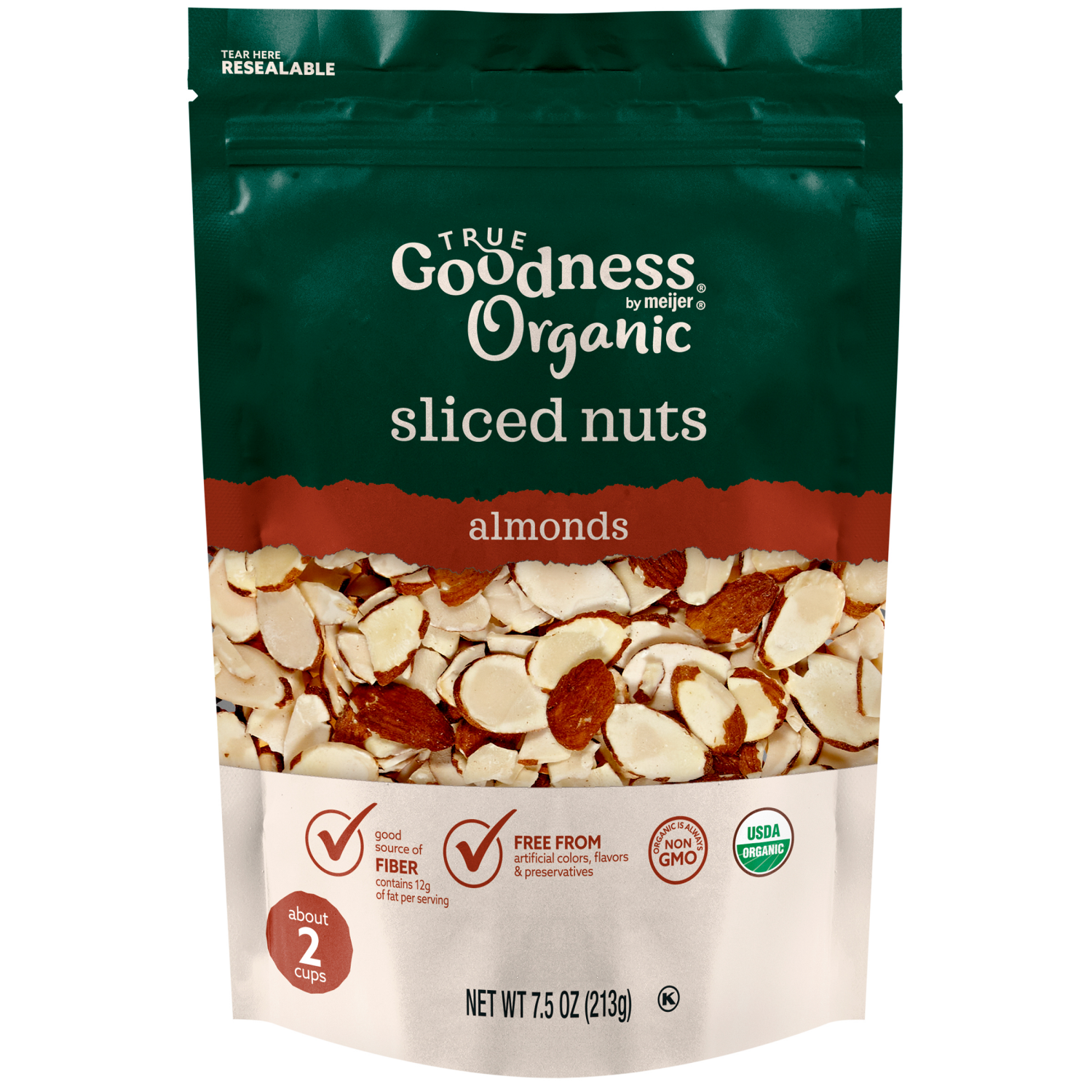 slide 1 of 2, TRUE GOODNESS ORGANIC ALMONDS SLICED 7.5 OZ, 7.5 oz