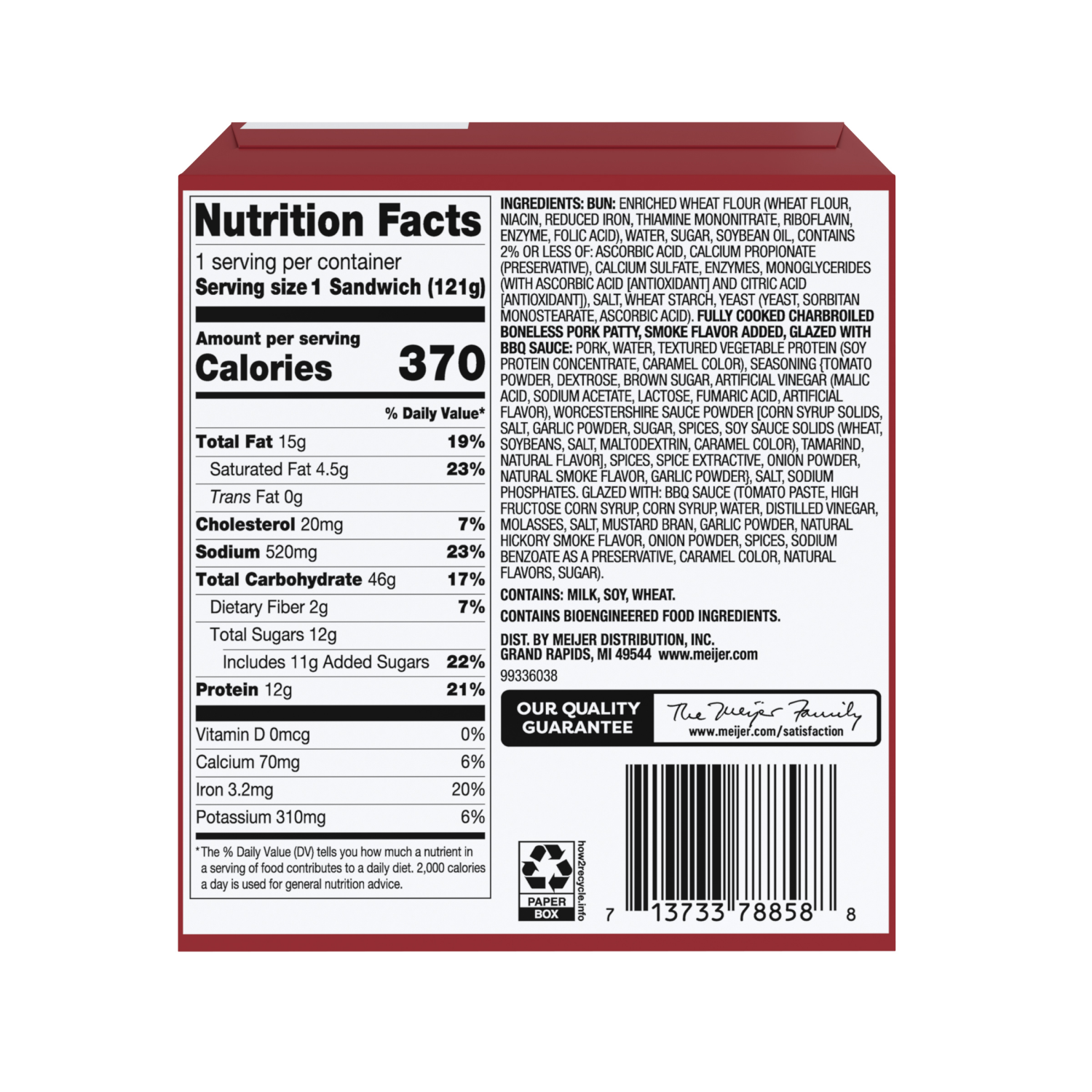 slide 2 of 6, MEIJER BBQ RIB SANDWICH 4.3OZ, 4.3 oz