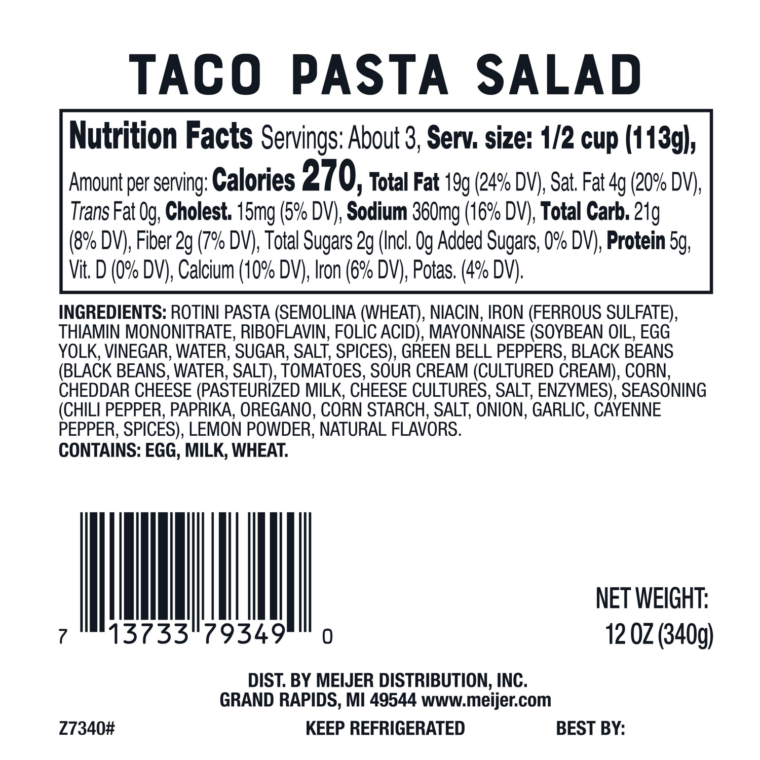 slide 2 of 3, Frederik's By Meijer FREDERIKS BY MEIJER Frederik's by Meijer Taco Pasta Salad, 12 oz., 12 oz