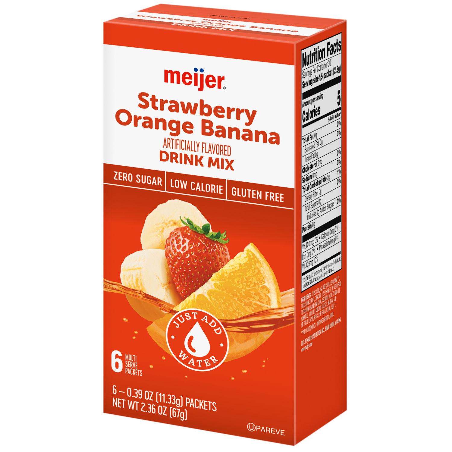 slide 7 of 8, Meijer Sugar Free Strawberry Orange Banana Drink Mix - 6 ct, 6 ct