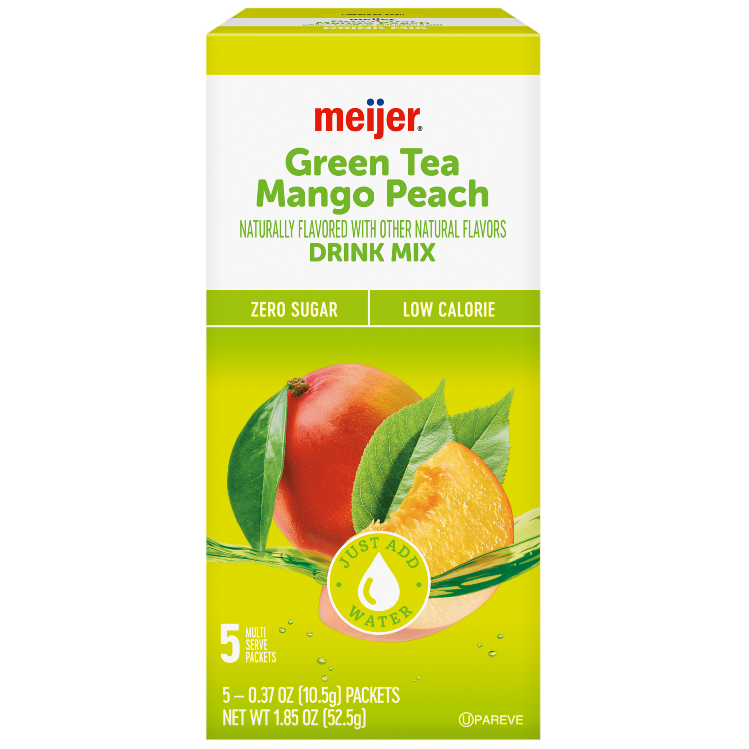 slide 1 of 8, Meijer Green Tea Peach Mango Drink Mix, 5 Count, 5 ct