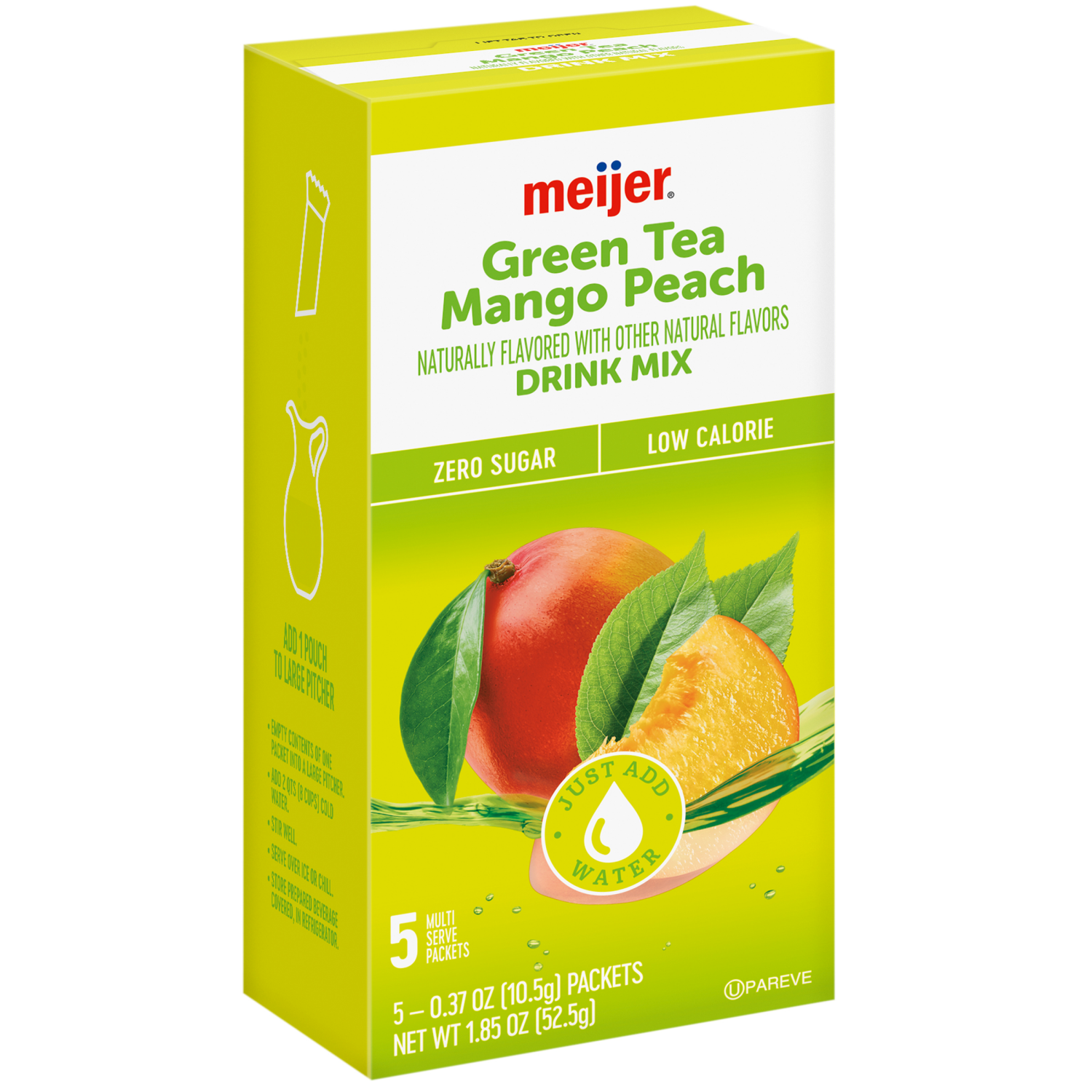 slide 6 of 8, Meijer Green Tea Peach Mango Drink Mix, 5 Count, 5 ct