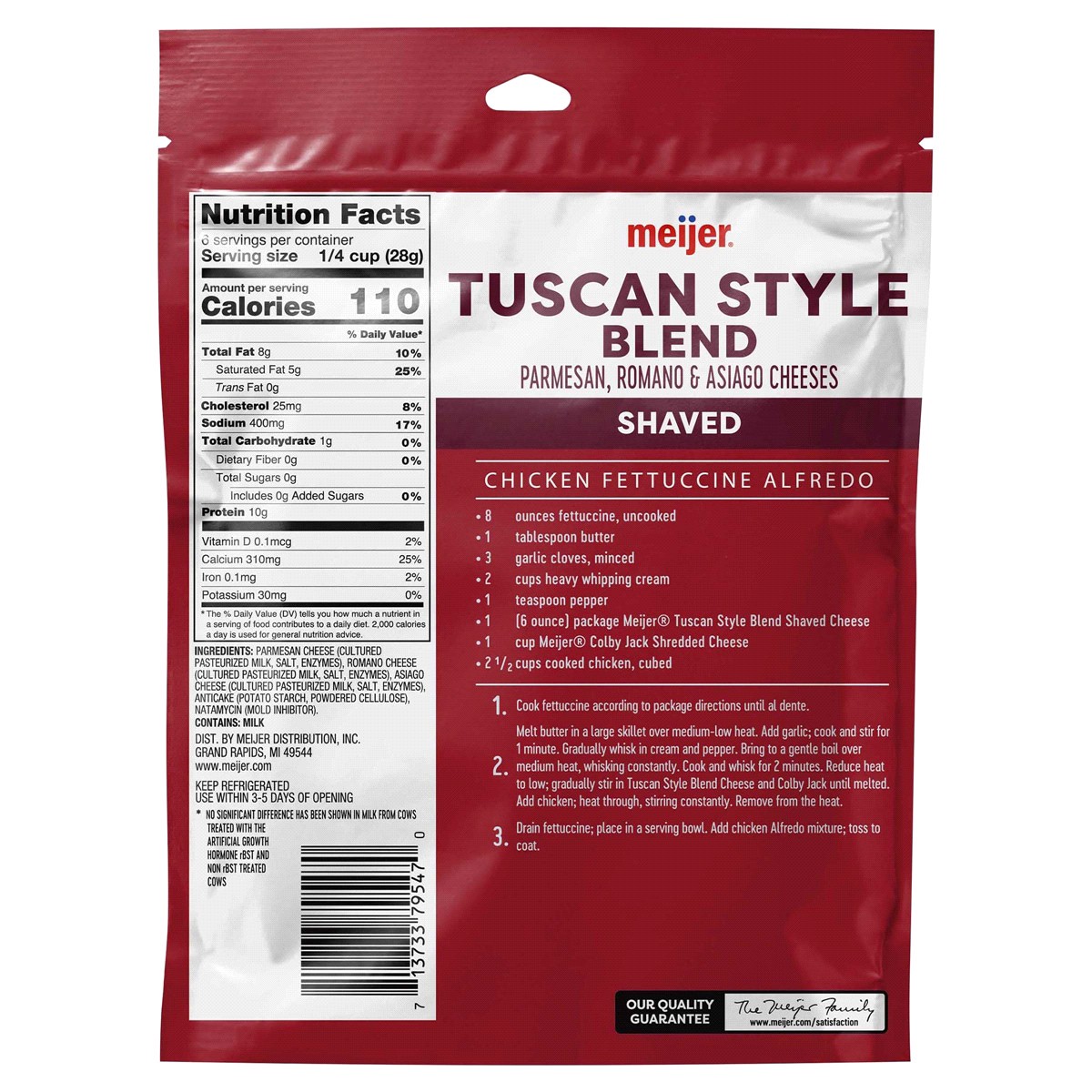 slide 2 of 2, Meijer Shaved Parmesan, Romano & Asiago Cheese. Blend, 6 oz