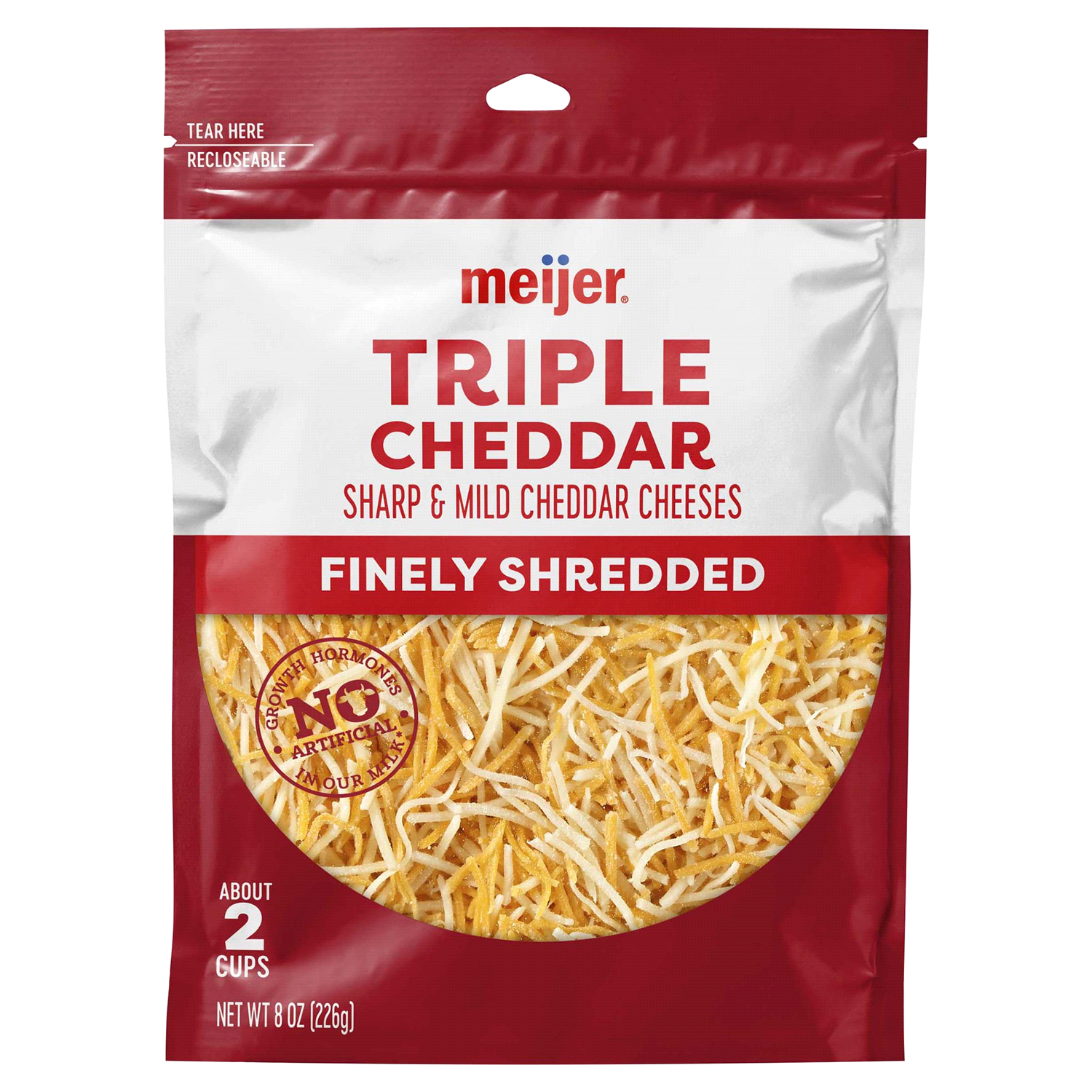 slide 1 of 2, Meijer Triple Cheddar Shredded Cheese Blend, 8 oz, 8 oz