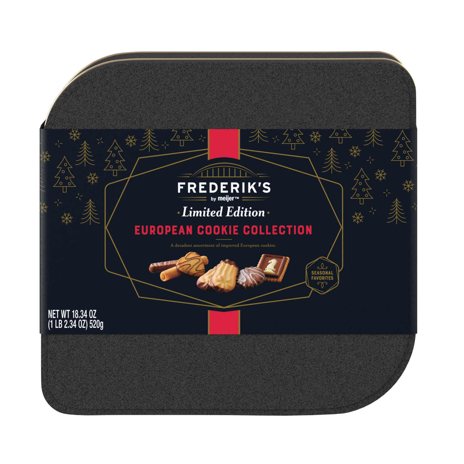 slide 1 of 4, FREDERIKS BY MEIJER Frederik's by Meijer European Holiday Cookie Tin, 18.34 oz, 18.34 oz