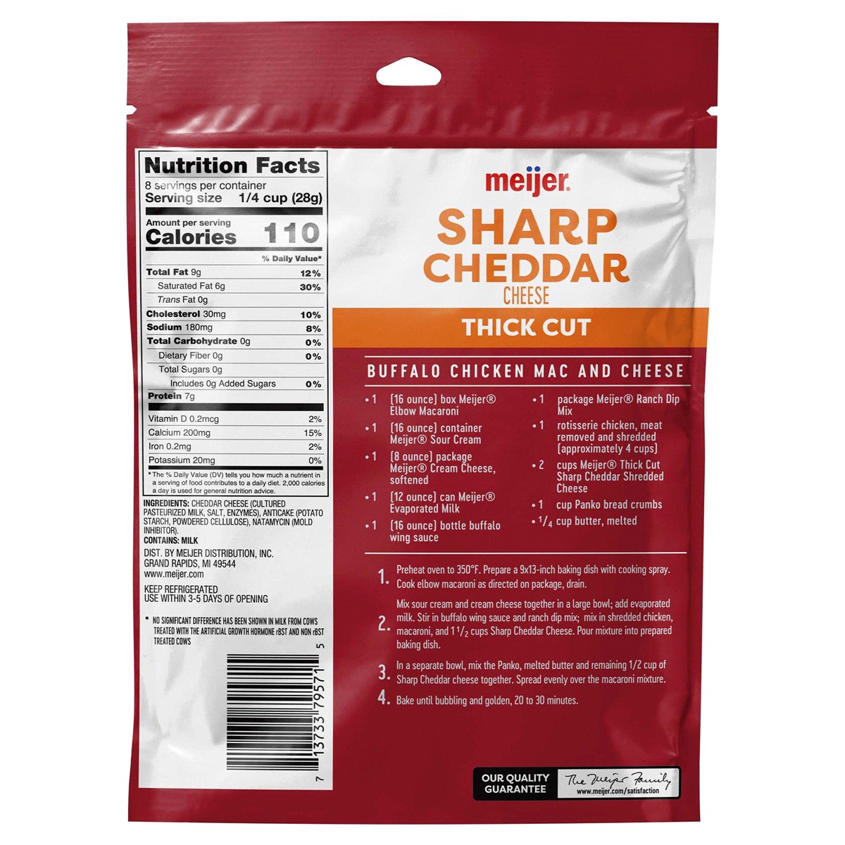 slide 2 of 2, Meijer Thick Cut Shredded Sharp Cheddar Cheese, 8 oz