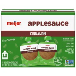 Meijer Applesauce Cinnamon Pouches, 3.2 Oz, 12 Ct
