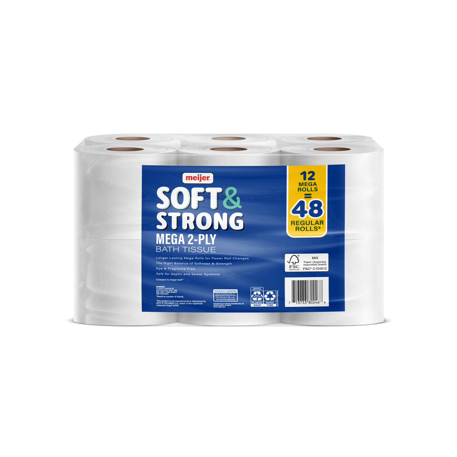 slide 2 of 2, Meijer Soft & Strong Mega 2-PLY Bath Tissue, 12 ct