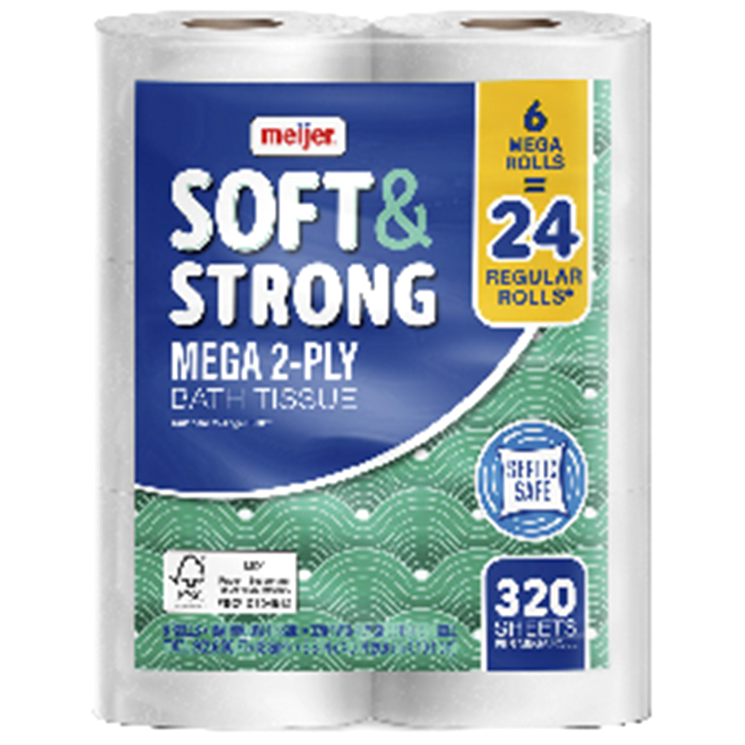 slide 1 of 2, Meijer Soft & Strong Bath Tissue, 6 Mega Rolls, 6 ct