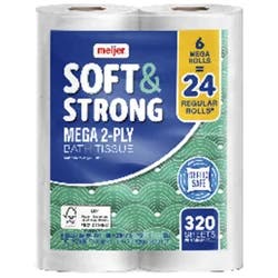 Meijer Soft & Strong Bath Tissue, 6 Mega Rolls