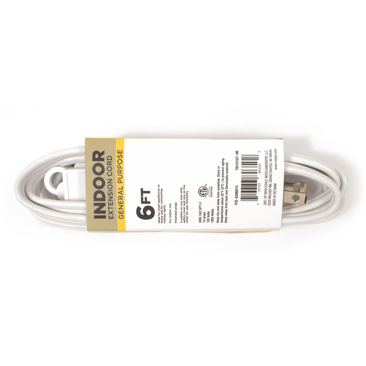 slide 2 of 3, Meijer 16/2 Spt-2,3 Outlet Extension Cord White, 6 Ft, 6 ft