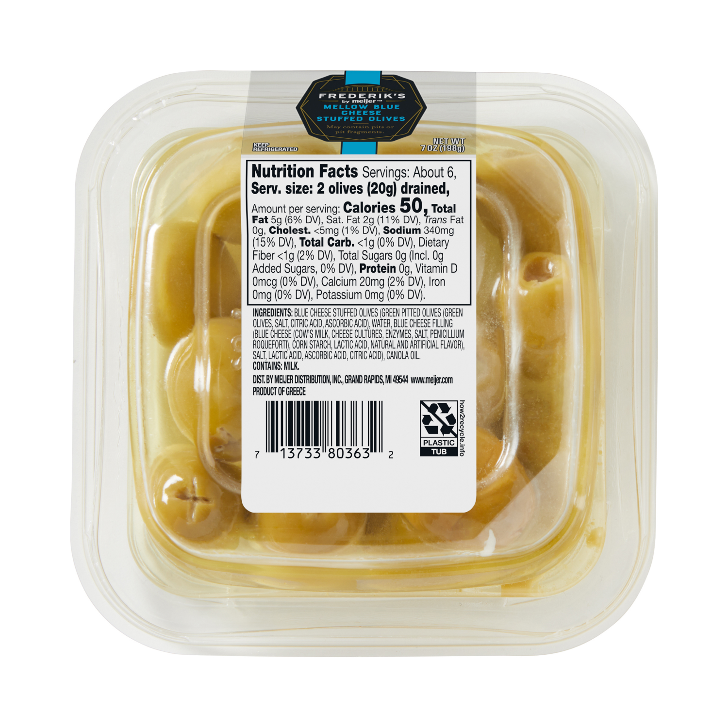 slide 3 of 5, Frederik's By Meijer Frederik's by Meijer Mellow Blue Cheese Stuffed Olives, 7oz., 7 oz